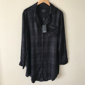Rails Flannel Sleep Shirt Plaid Onyx Jet